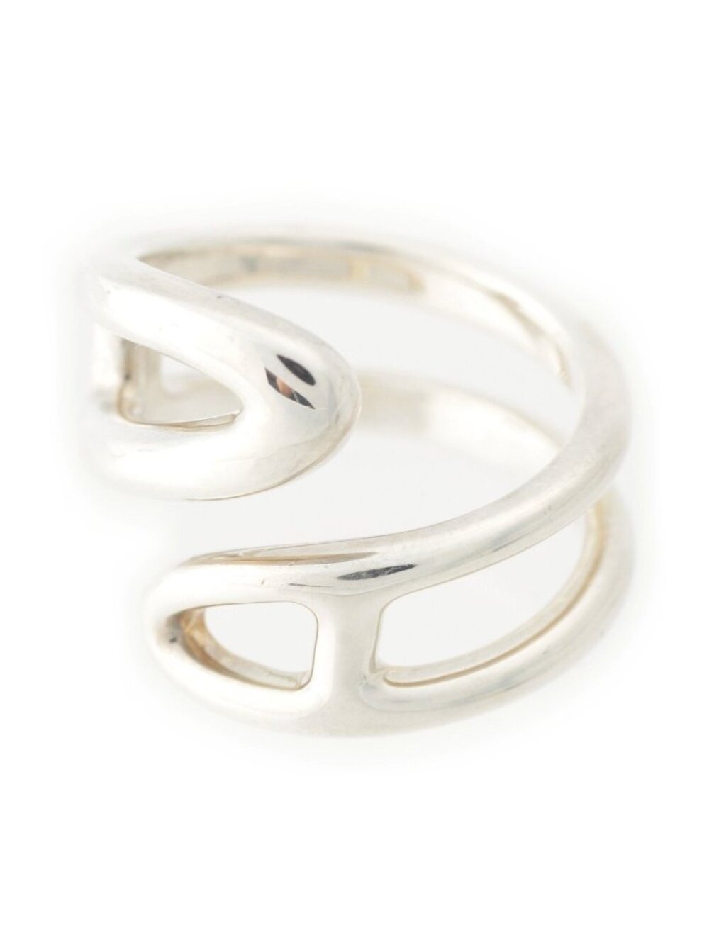 Hermes Chaine D'ancre Punk Twist Ring Silver